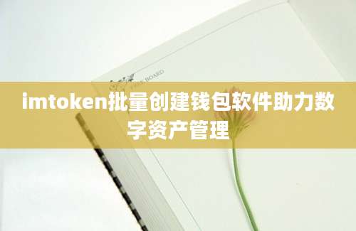 imtoken批量创建钱包软件助力数字资产管理